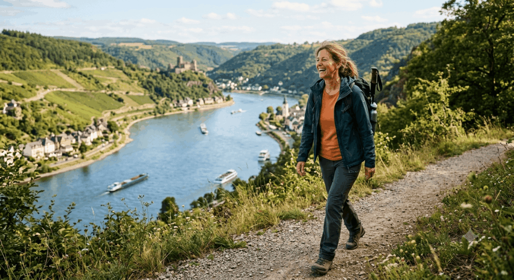 glückliche Frau wandert rheinhoehenweg.de Sidebar 2